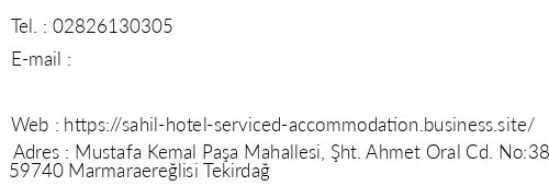 Sahil Otel Marmara Erelisi telefon numaralar, faks, e-mail, posta adresi ve iletiim bilgileri